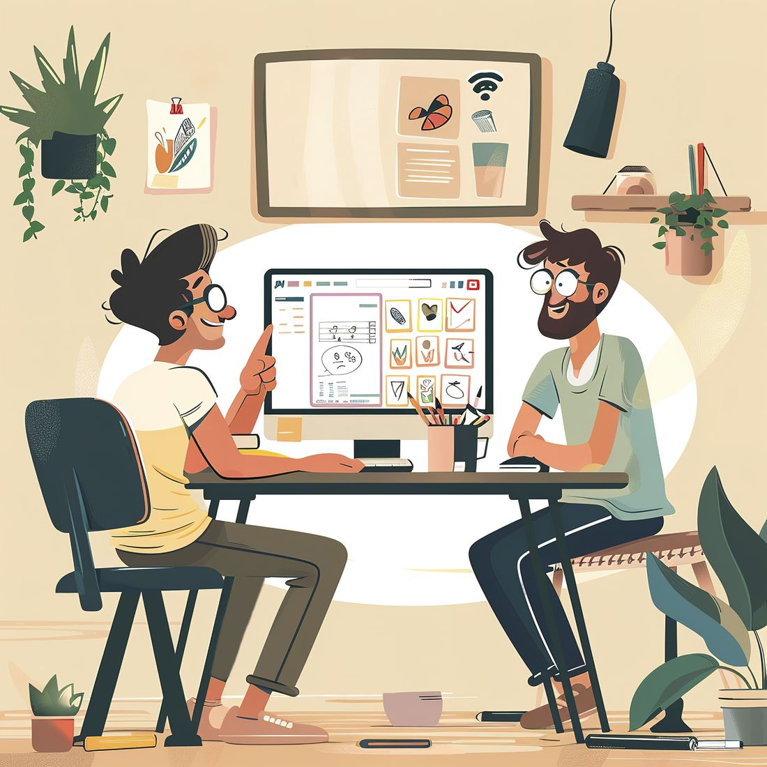 Designers collaborating on a website project