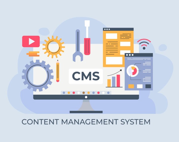 Illustration of a Content Management System (CMS) dashboard
